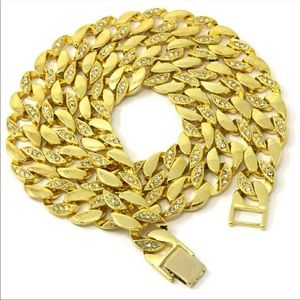 Luxury Gold Plated Iced Miami Cuban Link Necklace